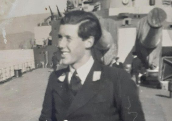 Rear Admiral John Roberts CB (97) the last surviving Captain of HMS Ark Royal IV (RO9), pictured as a Midshipman in HMS Renown in 1941