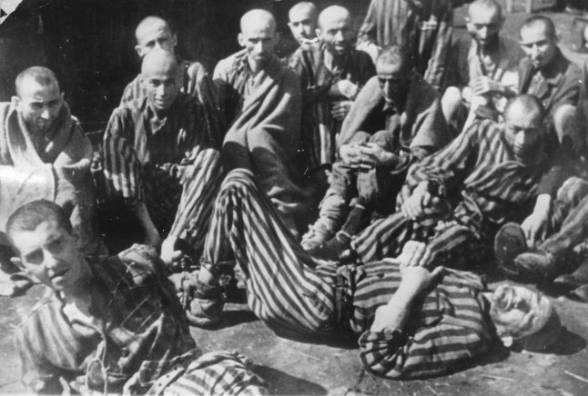 Prisoners in the concentration camp Terezin (Theresienstadt) after the liberation. Czechoslovakia. Photograph. 1945. (Photo by Votava/Imagno/Getty Images) .